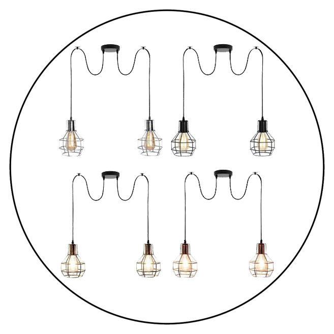 Retro Industrial 2 Way Indoor Ceiling Pendant Chandelier Hanging Light Metal Nest Cage~3390-8