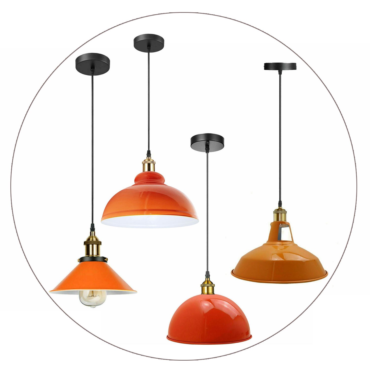 Vintage Modern Orange Metal Shade Ceiling Pendant Light Indoor Light Fitting With 95cm Adjustable Wire~1271-10