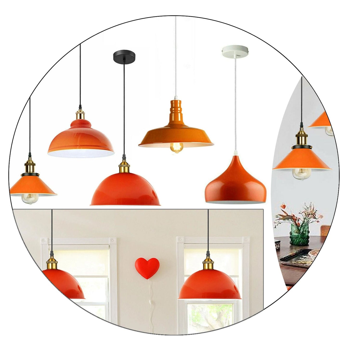 Modern Vintage Industrial E27 Retro Orange Ceiling Wall Lamp Shade Pendant Light~1433-6