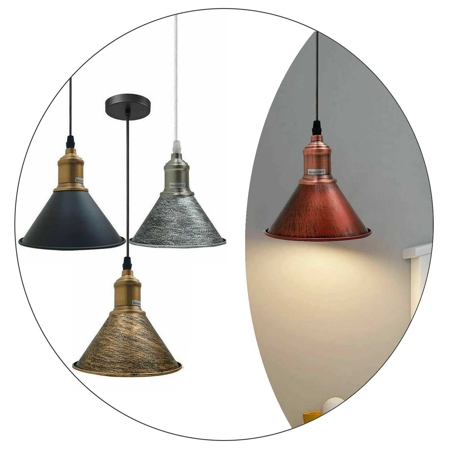 Modern Vintage Ceiling Pendant Light Cone Shade Shape Hanging Light For Hotels, Any Room, Dining Room~1363-8