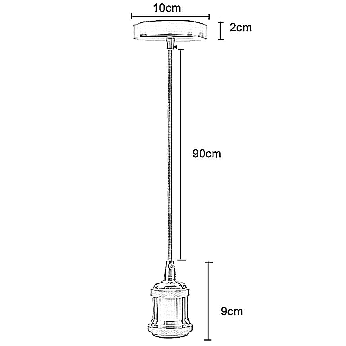 LEDSone industrial vintage 1m Gray cable E27 Base Satin Nickel Pendant Holder without assembling~3597-2