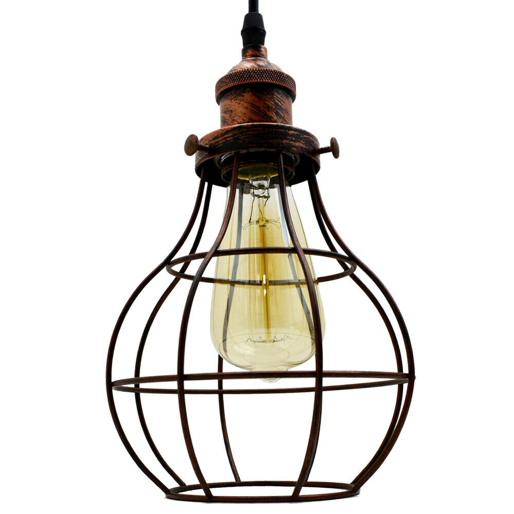 LEDSone industrial vintage 3 round Way Ceiling Pendant Cage Cluster Light Fitting~3233-5