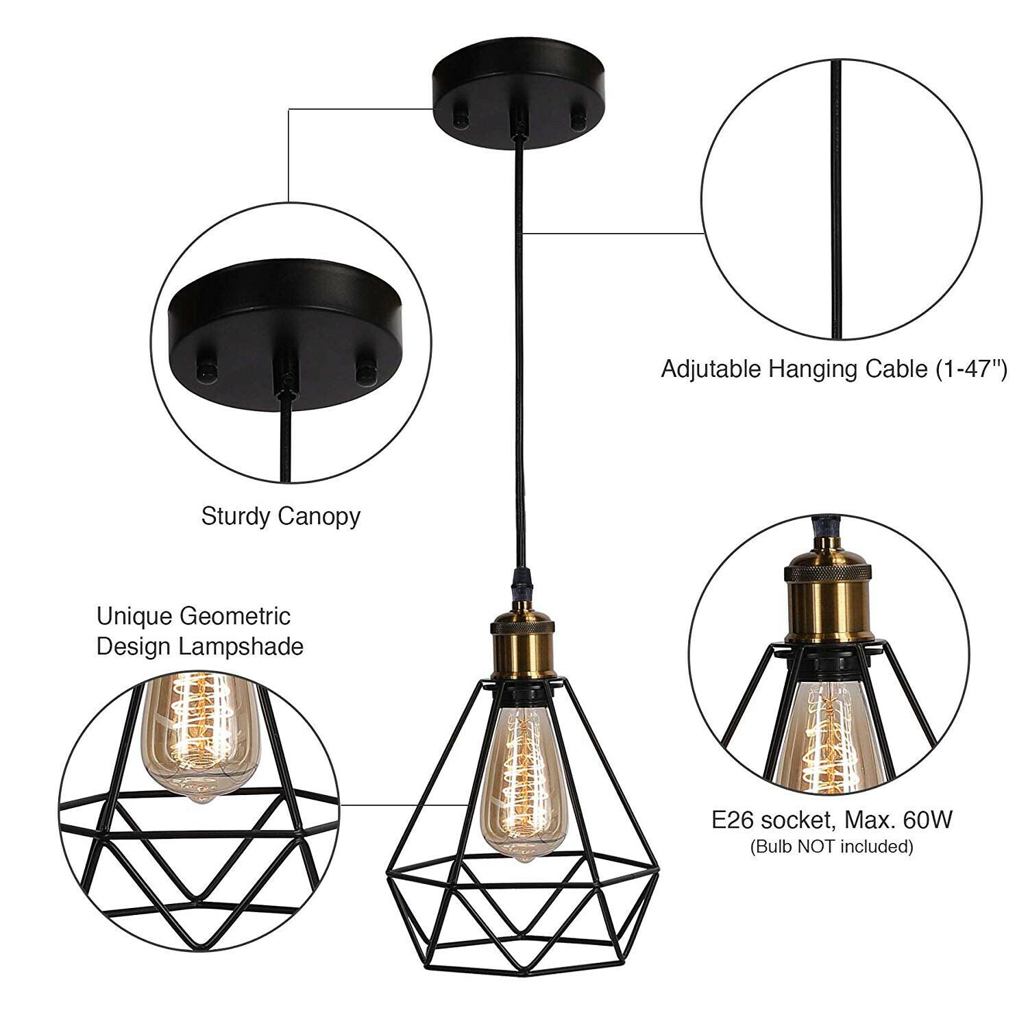 Style Ceiling Light FittingsCage Pendant Shade~4152-2