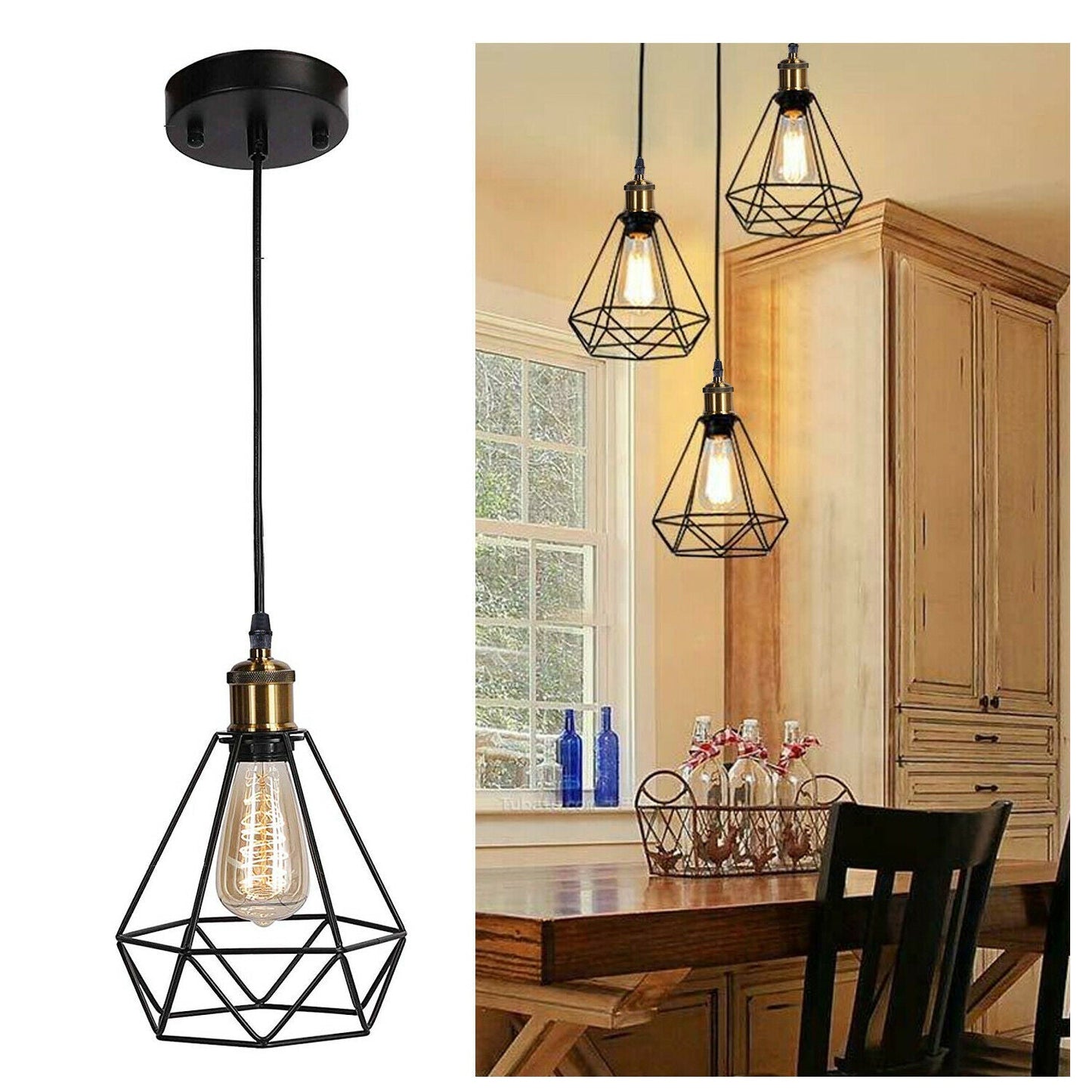 Style Ceiling Light FittingsCage Pendant Shade~4152-1