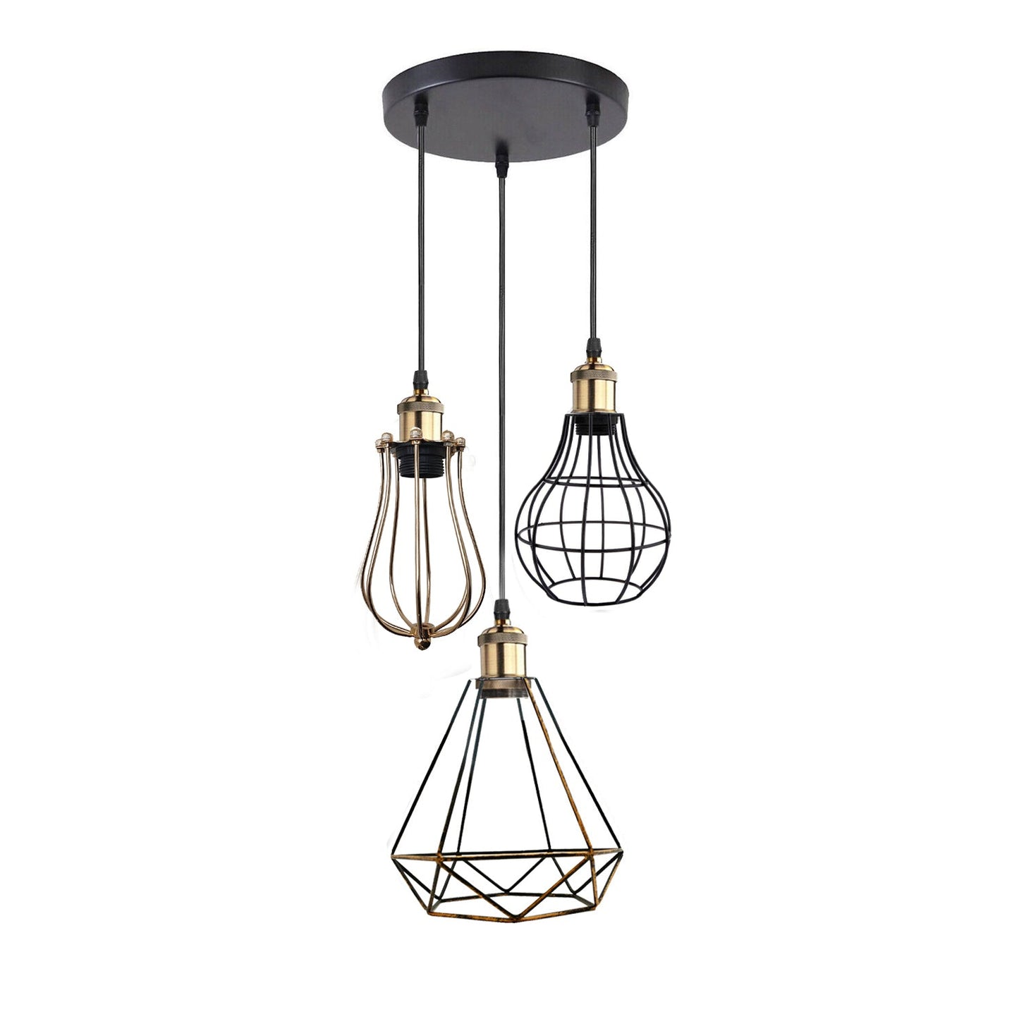 Industrial Kitchen Island Chandelier 3 Light Cage Ceiling Hanging Pendant Lamp~4067-23