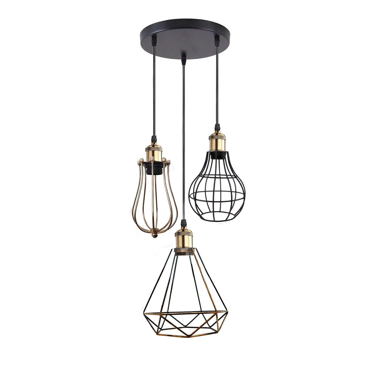 Industrial Kitchen Island Chandelier 3 Light Cage Ceiling Hanging Pendant Lamp~4067-6