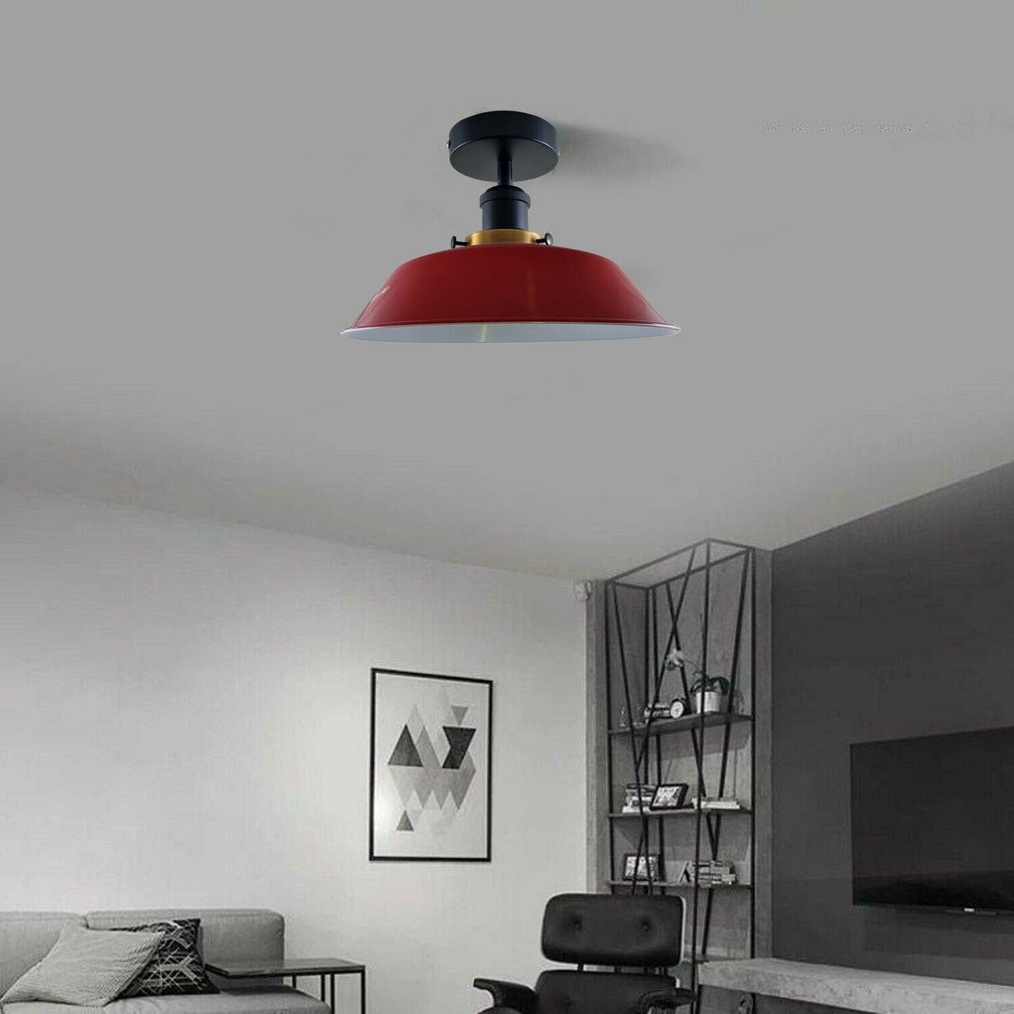 Modern Industrial Ceiling Light Fitting Flush Mount Light Metal Shade~1228-26