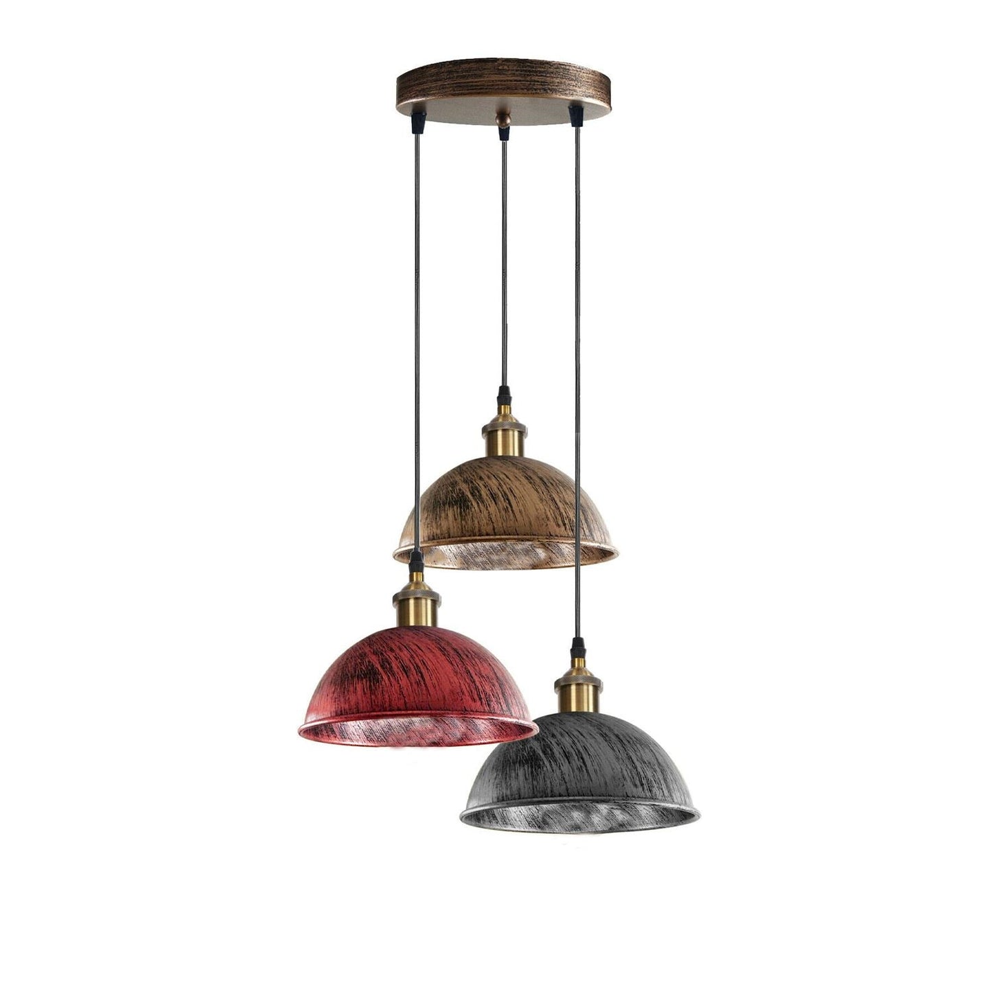 Vintage Industrial Retro 3Head Dome Ceiling Pendant Lamp Shade Light Kit~1248-17