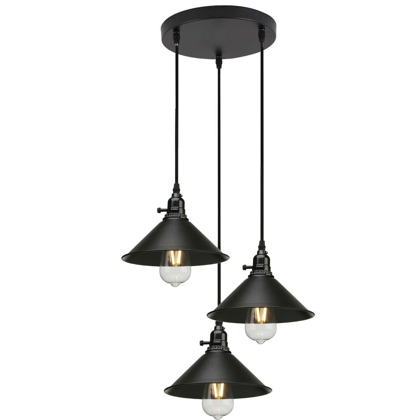 3 Way Vintage Industrial Ceiling Pendant Light Metal Retro Loft Hang Lampshade~1305-2