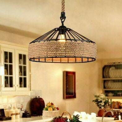 Retro Industrial Vintage Loft Hemp Rope Pendant Ceiling Light Lamp~1132-29