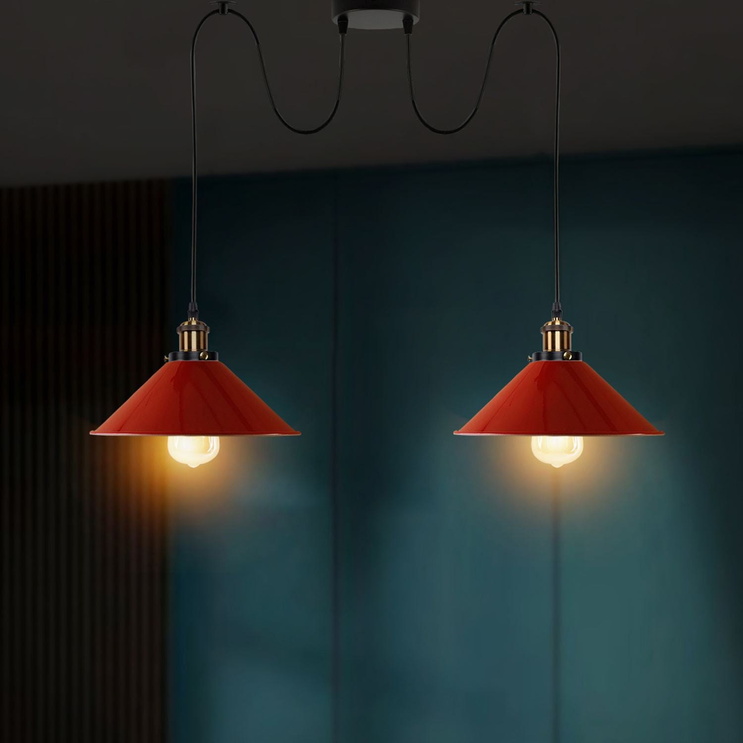 2-way Retro Industrial ceiling cable E27 Hanging lamp pendant light~3403-64