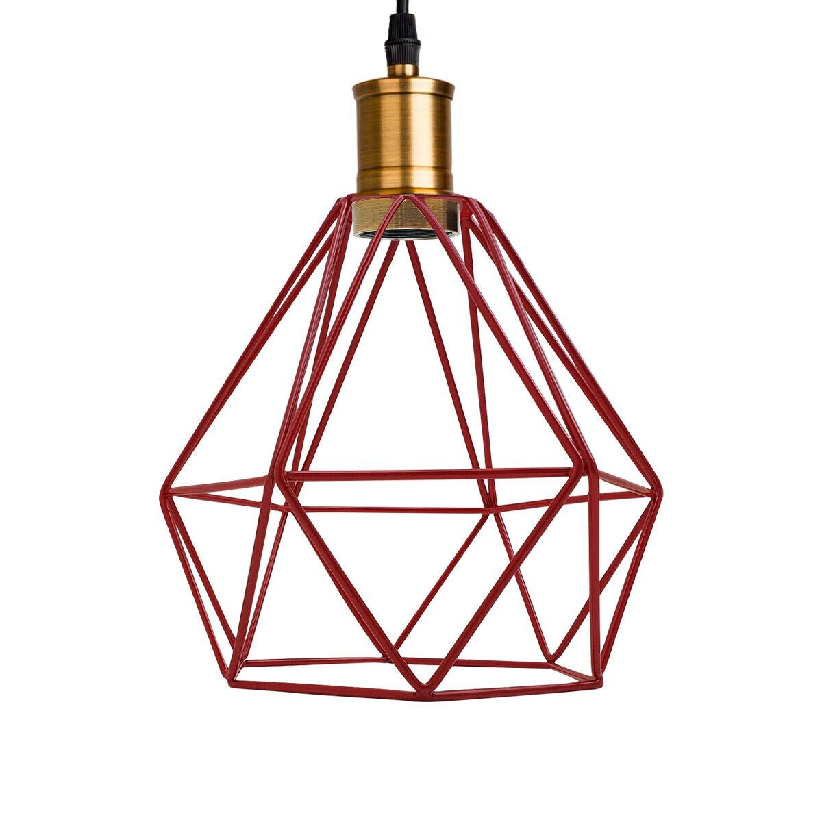 Industrial Retro style 3-Light Pendant lights Adjustable Cord with Diamond Metal Cages~1255-27