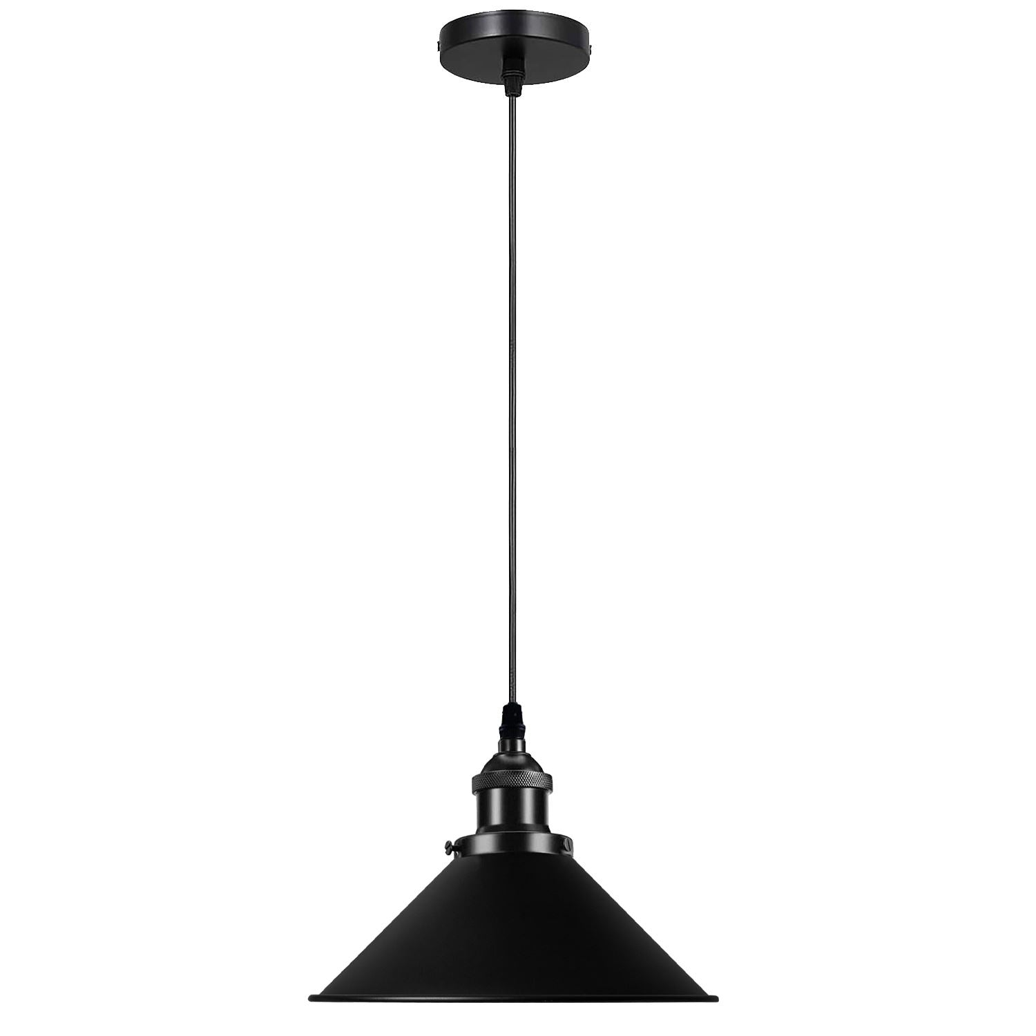 Vintage Ceiling Adjustable Hanging Black Metal Cone Shade Pendant Light Fixture~3393-1