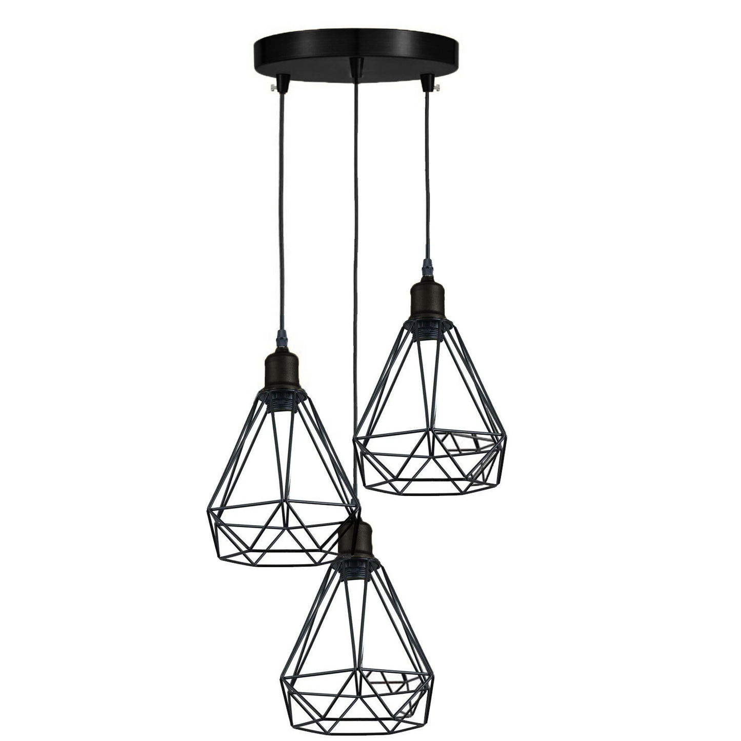 Vintage Industrial Retro Suspended 3 Head Ceiling Pendant Light Lampshade Light~2063-3