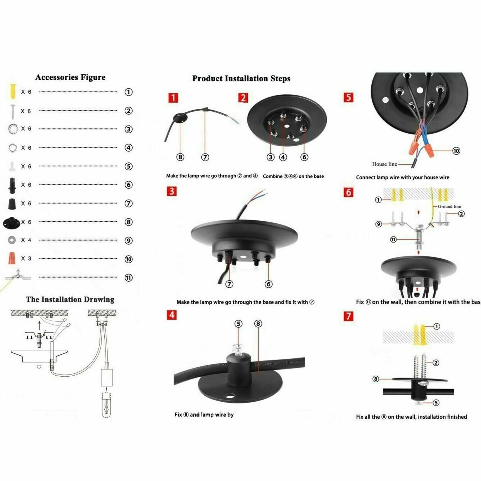 Industrial Retro Modern 8Way Vintage Loft Spider Ceiling Pendant Light~1131-7