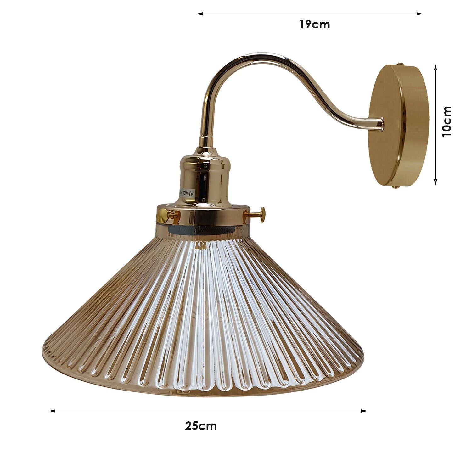 Vintage Wall Light Industrial Lighting Retro Metal Wall lamp Indoor Home Lights Fixture with Glass Shade Cover~1274-3