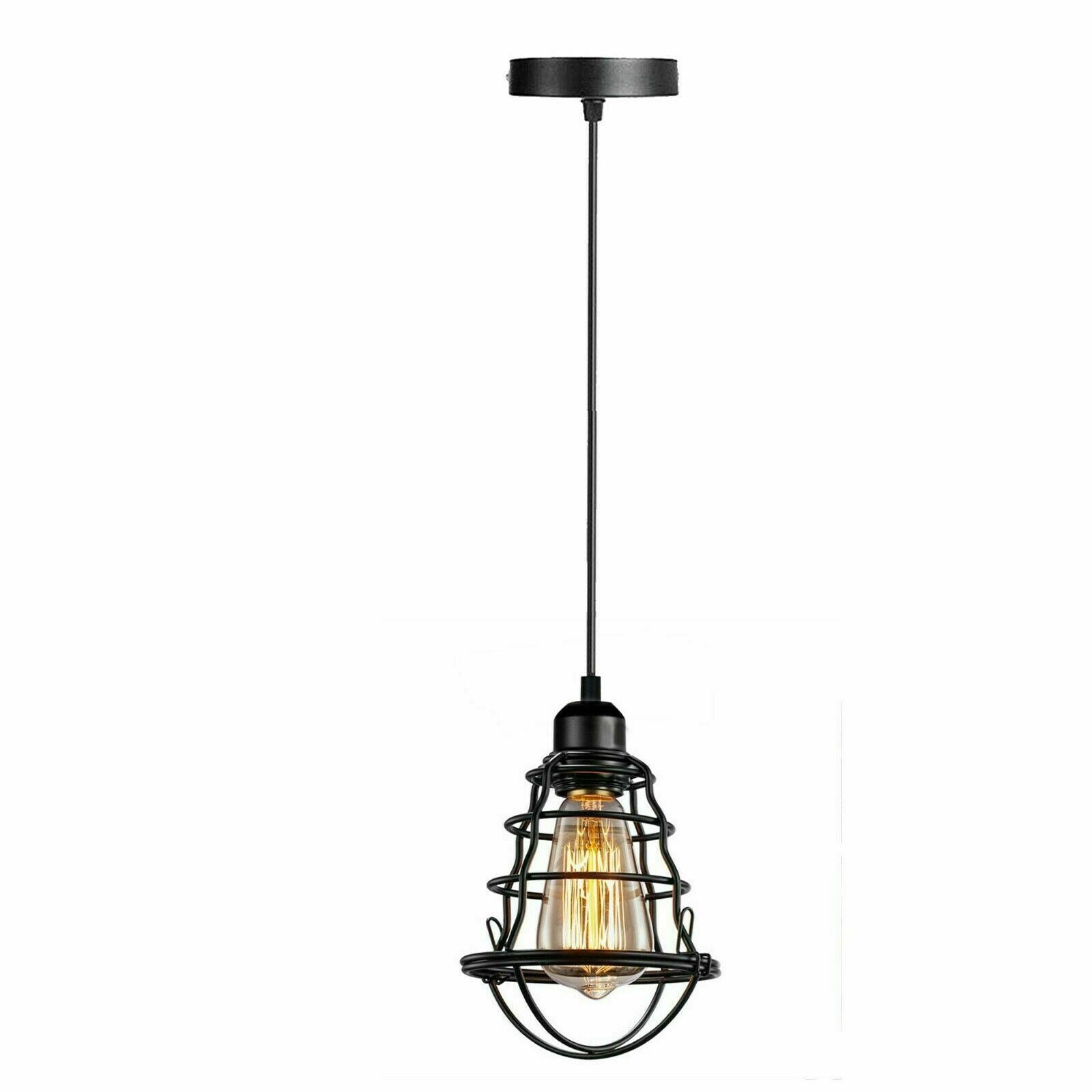 Vintage Modern Black Hanging Pendant Light Ceiling Lamp With95cm Adjustable Wire For Kitchen, Bedroom, Living room~1360-0