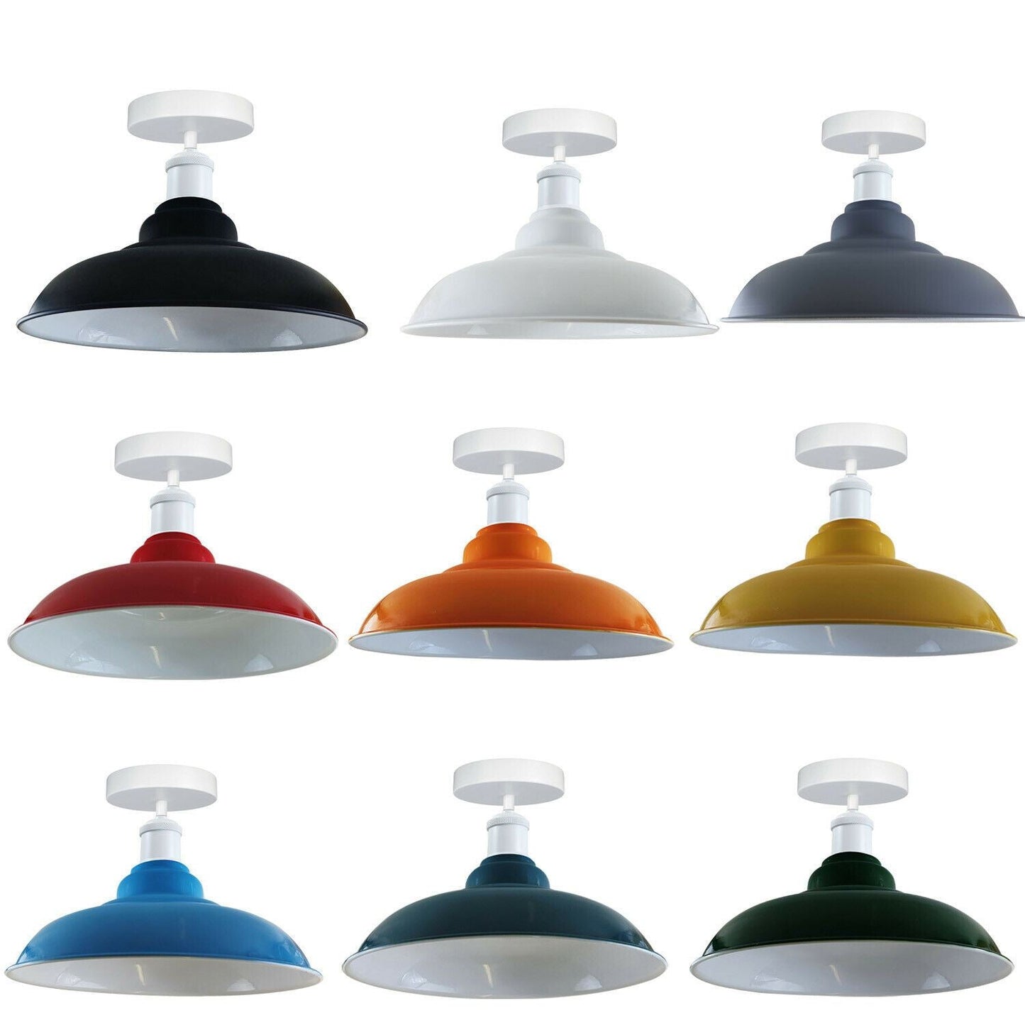 Modern Industrial Style Ceiling Light Fittings Metal Flush Mount Bowl Shape Shade Indoor Lighting, E27 Base~1192-45