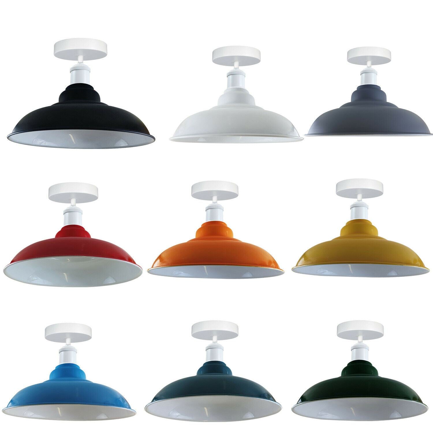 Modern Industrial Style Ceiling Light Fittings Metal Flush Mount Bowl Shape Shade Indoor Lighting, E27 Base~1192-45