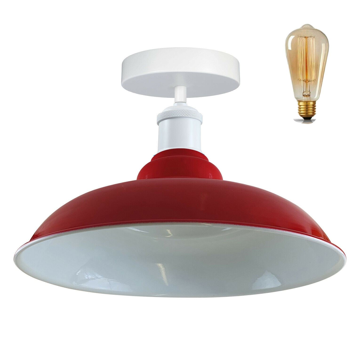 Modern Industrial Style Ceiling Light Fittings Metal Flush Mount Bowl Shape Shade Indoor Lighting, E27 Base~1192-13