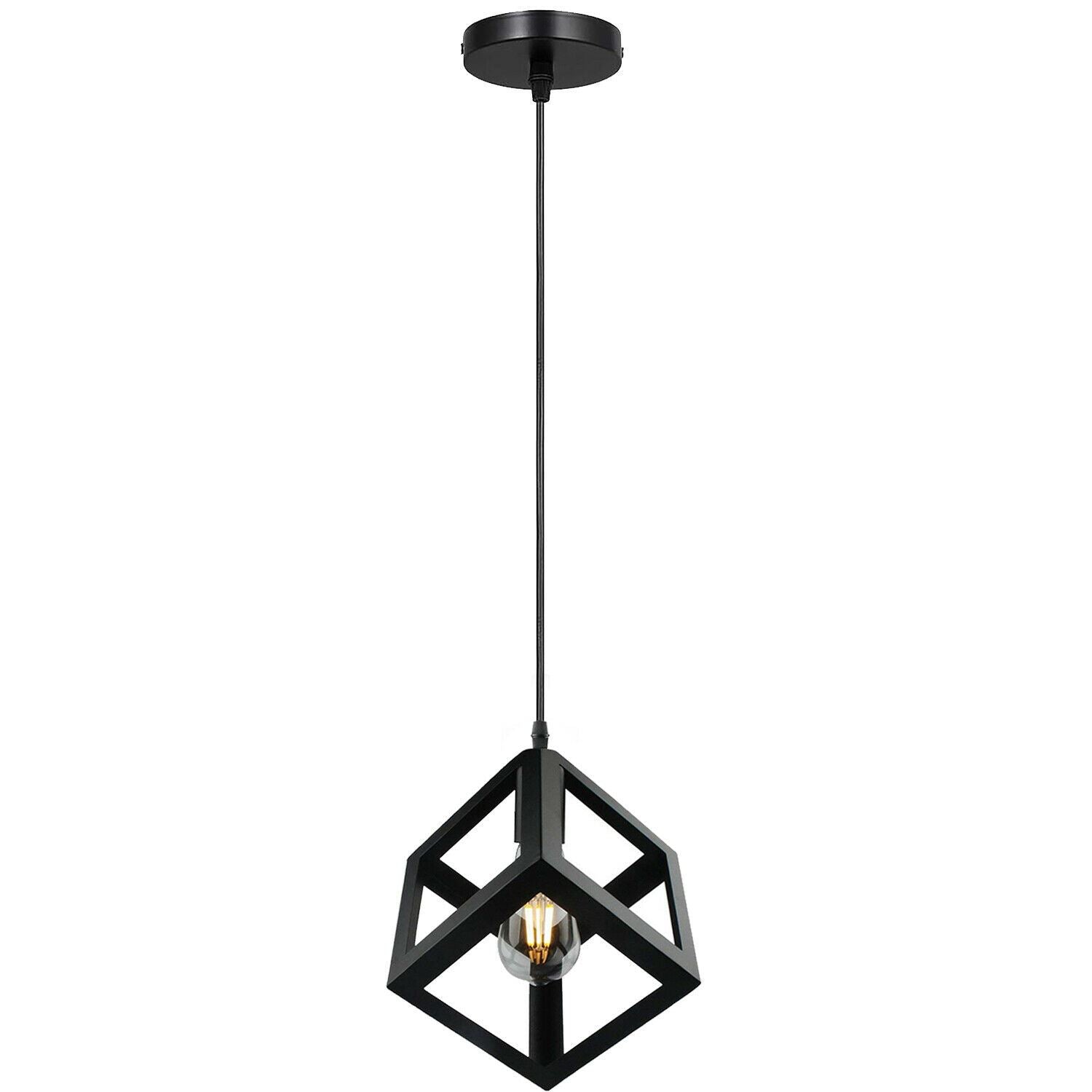 Vintage Industrial 1/3 Light Black Square Cluster Pendant Light Fitting~1256-9