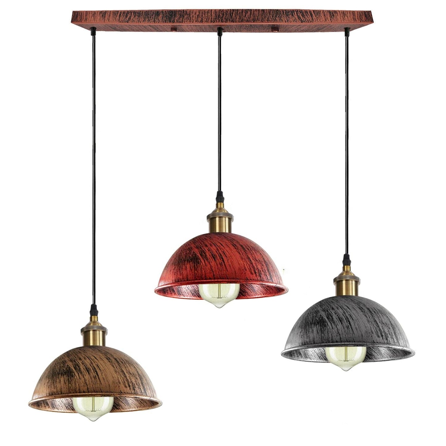 Vintage Industrial Retro 3Head Dome Ceiling Pendant Lamp Shade Light Kit~1248-62