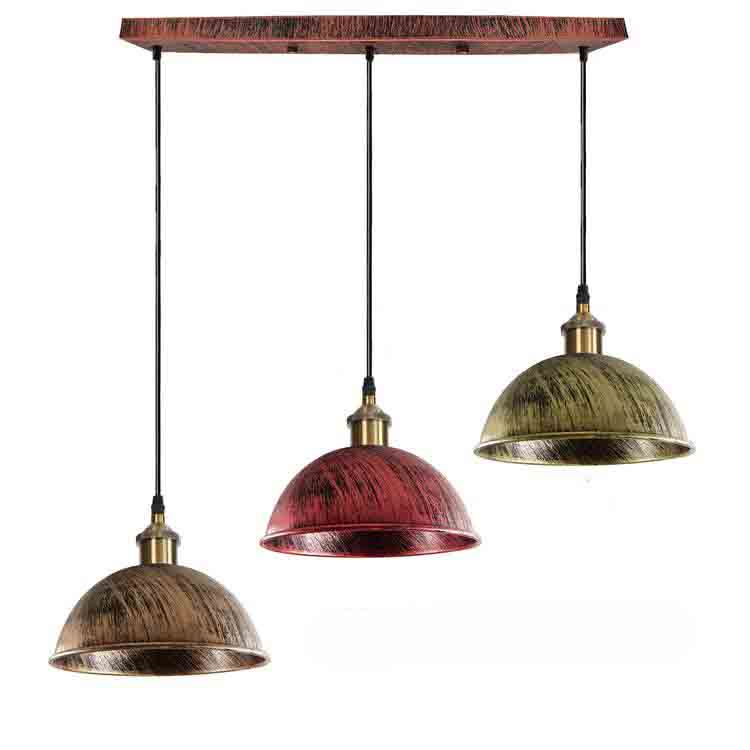 Vintage Industrial Retro 3Head Dome Ceiling Pendant Lamp Shade Light Kit~1248-9