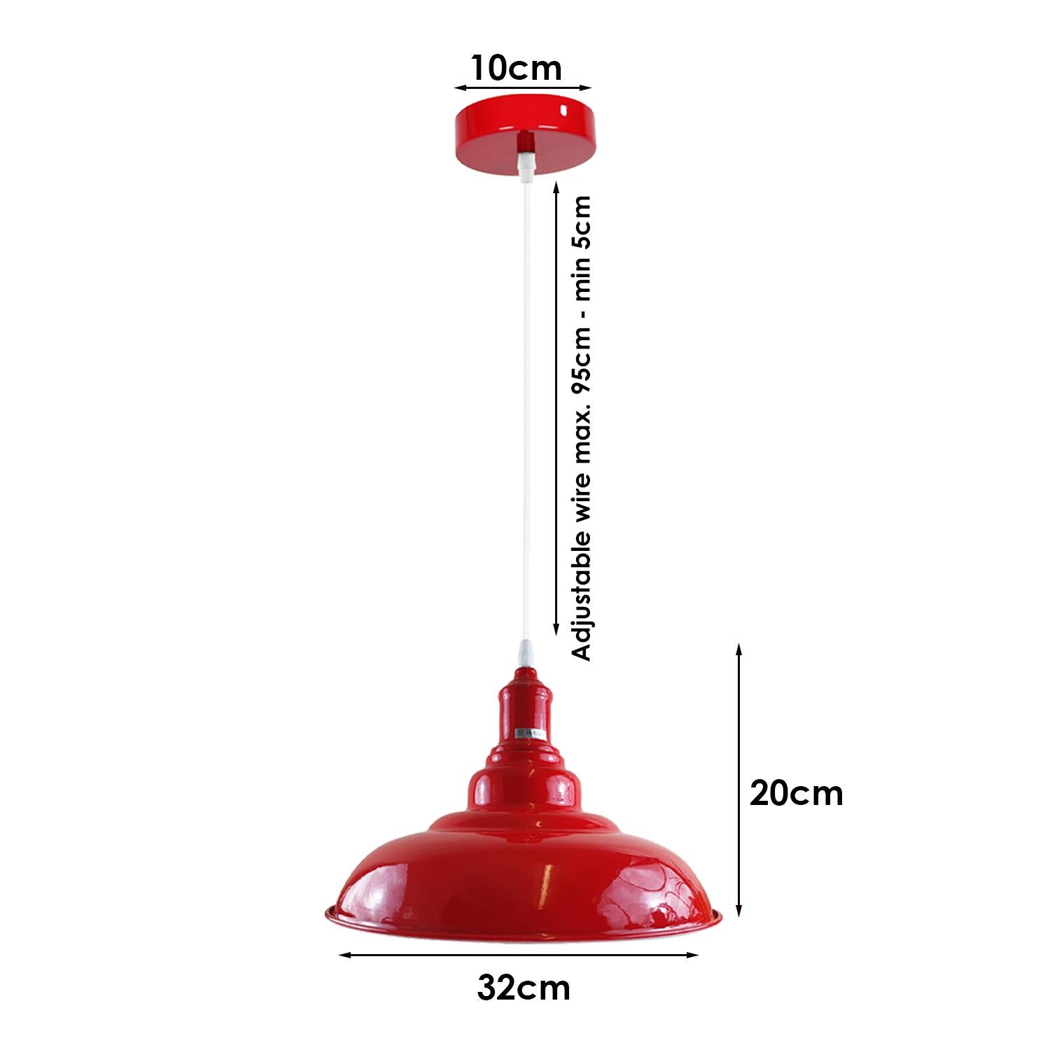 Modern Red Lighting Pendant Shade Metal Retro Bedroom Kitchen Modern Light Style Home~1435-26