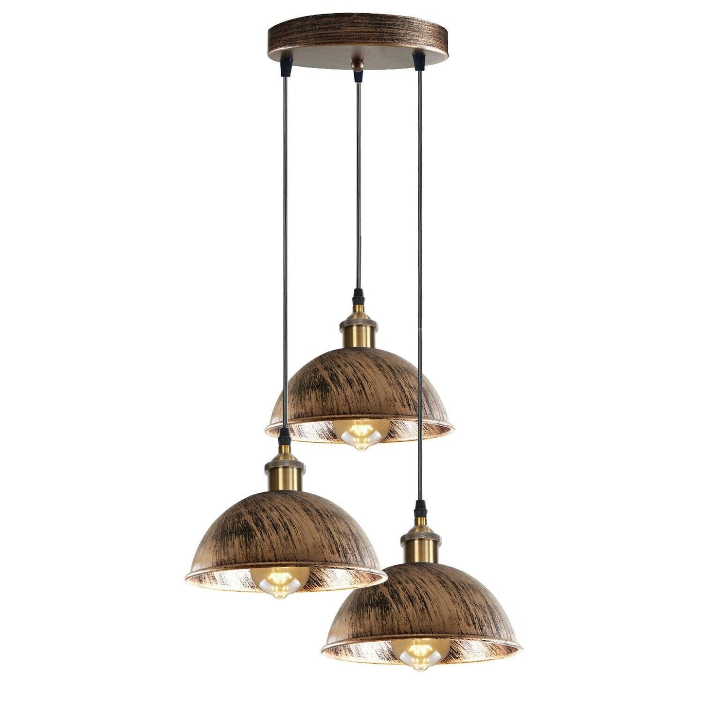 Industrial Vintage Loft Bar Chandelier 3 Way Pendant Light Fittings Metal Shade,Hanging Cluster Ceiling 3 Lights Fixture~1263-0