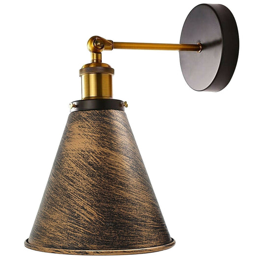 Vintage Industrial Wall Light Fitting Metal Cone Shape Shade Indoor~1173-0