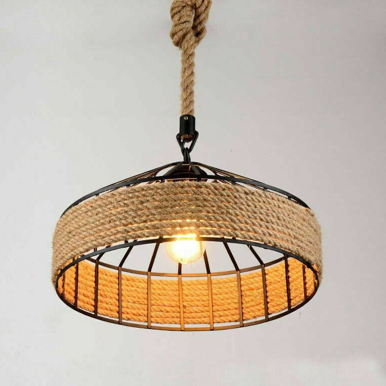 Retro Industrial Vintage Loft Hemp Rope Pendant Ceiling Light Lamp~1132-28