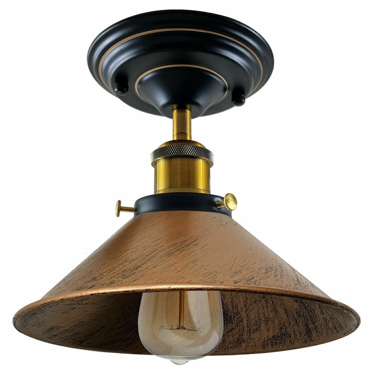 Vintage Industrial Retro Metal Indoor Ceiling Light Flush Mount Retro Cone Shade Lamp UK~1229-0