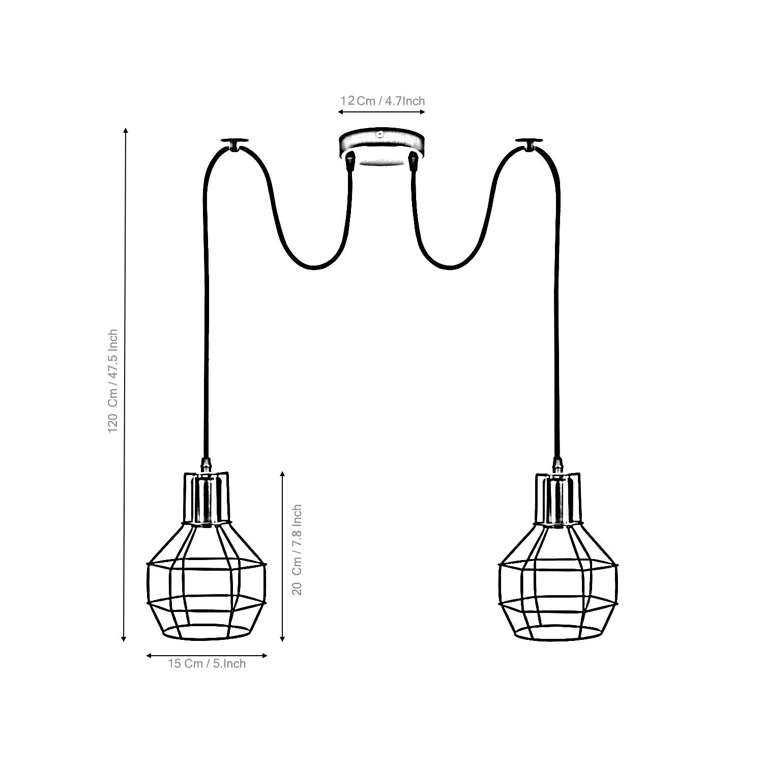 Retro Industrial 2 Way Indoor Ceiling Pendant Chandelier Hanging Light Metal Nest Cage~3390-12