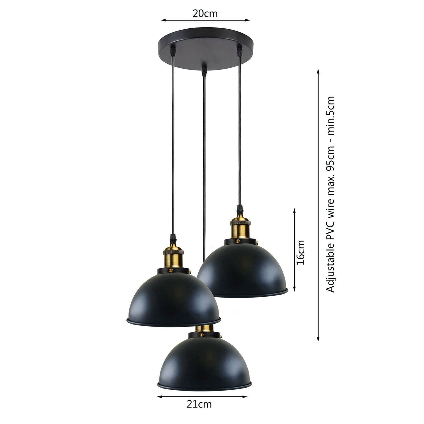 LEDSone Vintage Industrial Metal Ceiling Pendant Shade Modern Hanging Retro with various pattern Light black colour ~1259-8