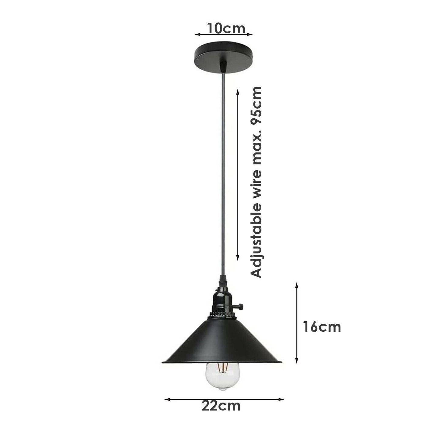 3 Way Vintage Industrial Ceiling Pendant Light Metal Retro Loft Hang Lampshade~1305-7