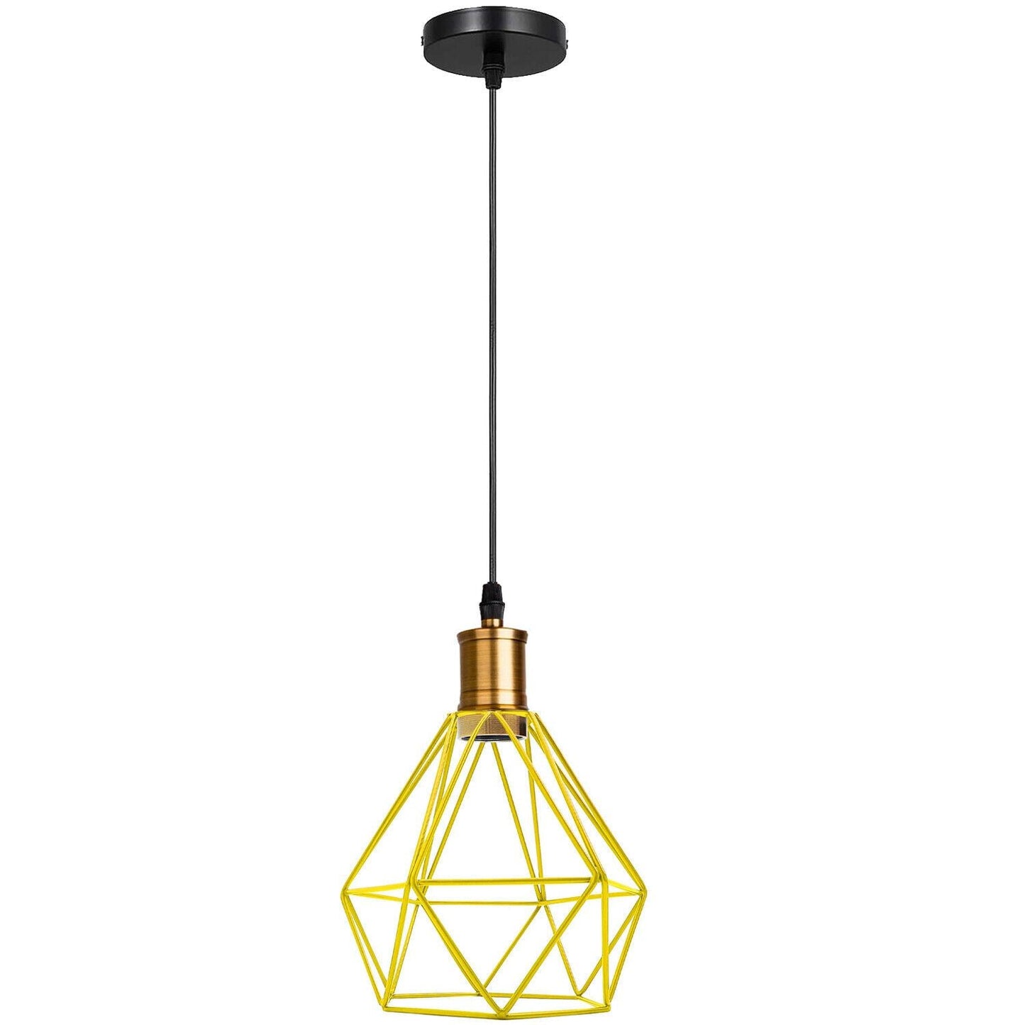 Modern Vintage Diamond Cage Ceiling Pendant Light Fitting Geometric Wire Cage Style Hanging Indoor Lights with 95cm Adjustable Wire~1266-6