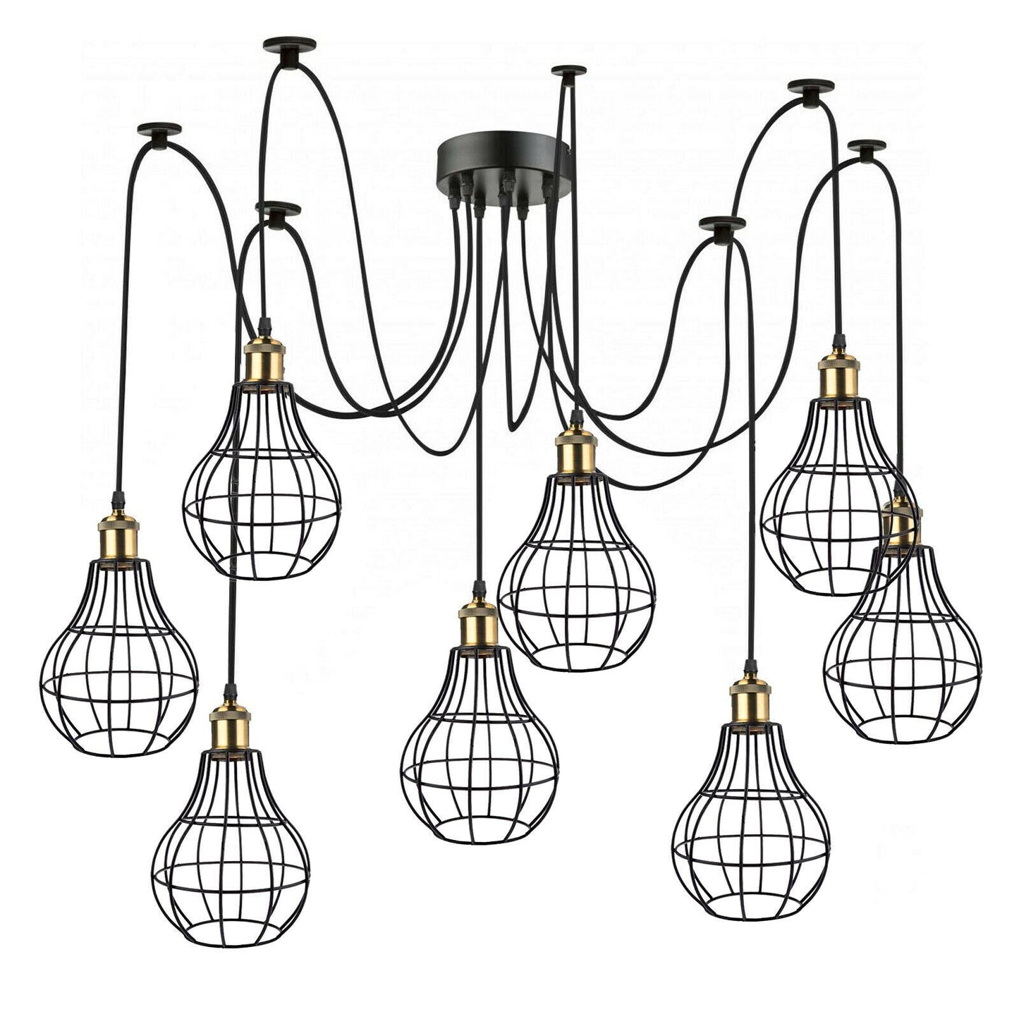 Vintage Industrial 8 Black Way Vintage Pendant Ceiling Pendant Light Chandelier Metal Vase Shape Shade Indoor Hanging Light Fitting~1179-1