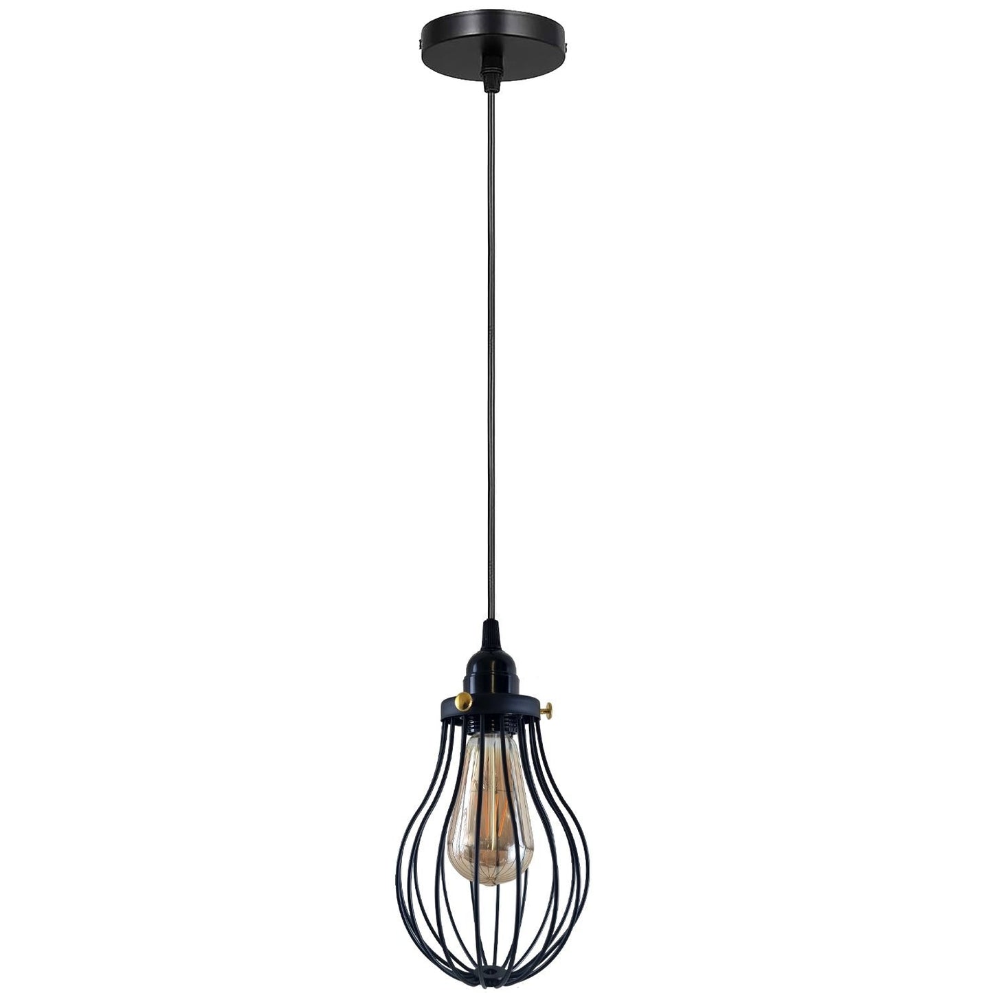 Retro Industrial Black Indoor Hanging Adjustable Pendant Light Big Vase Cage Ceiling Chandelier~3398-0