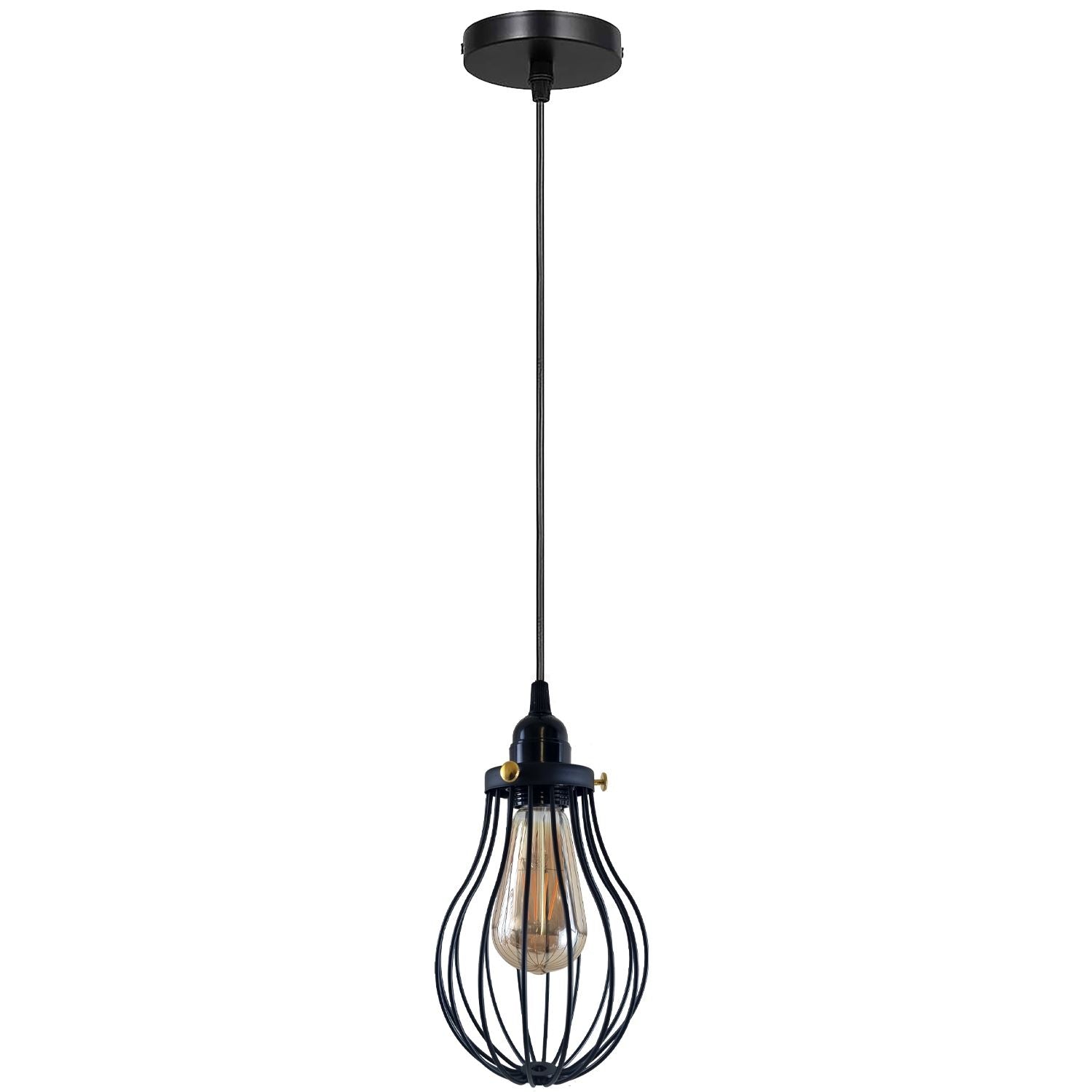 Retro Industrial Black Indoor Hanging Adjustable Pendant Light Big Vase Cage Ceiling Chandelier~3398-0