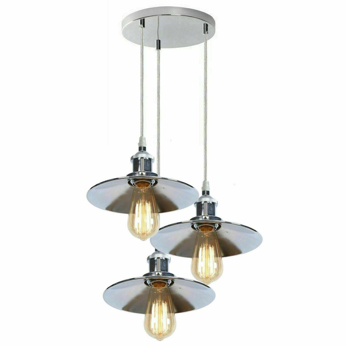 Vintage  Modern Metal Ceiling Pendant Light Chrome Hanging Lamp With 95cm Adjustable Wire~1337-15