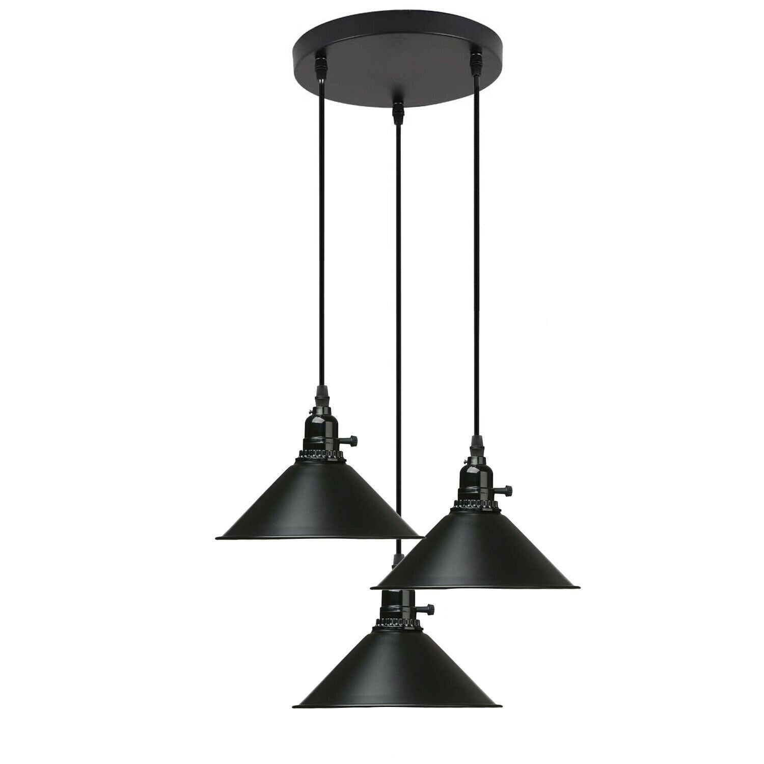 3 Way Vintage Industrial Ceiling Pendant Light Metal Retro Loft Hang Lampshade~1305-3