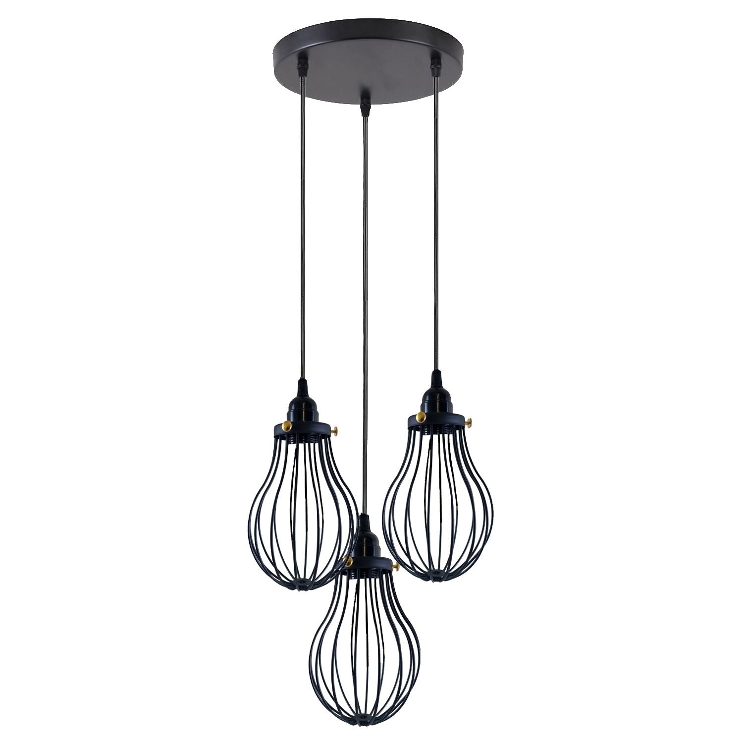 Retro Industrial Black Indoor Hanging Adjustable Pendant Light Big Vase Cage Ceiling Chandelier~3398-3