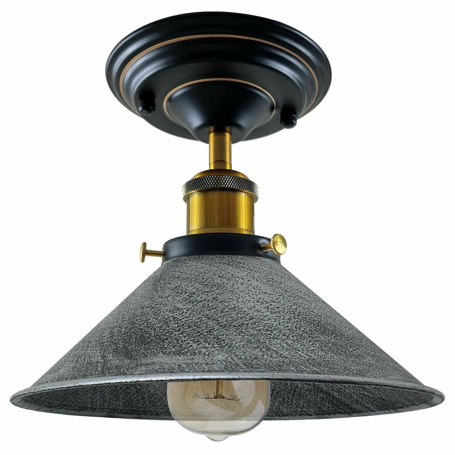 Vintage Industrial Retro Metal Indoor Ceiling Light Flush Mount Retro Cone Shade Lamp UK~1229-3