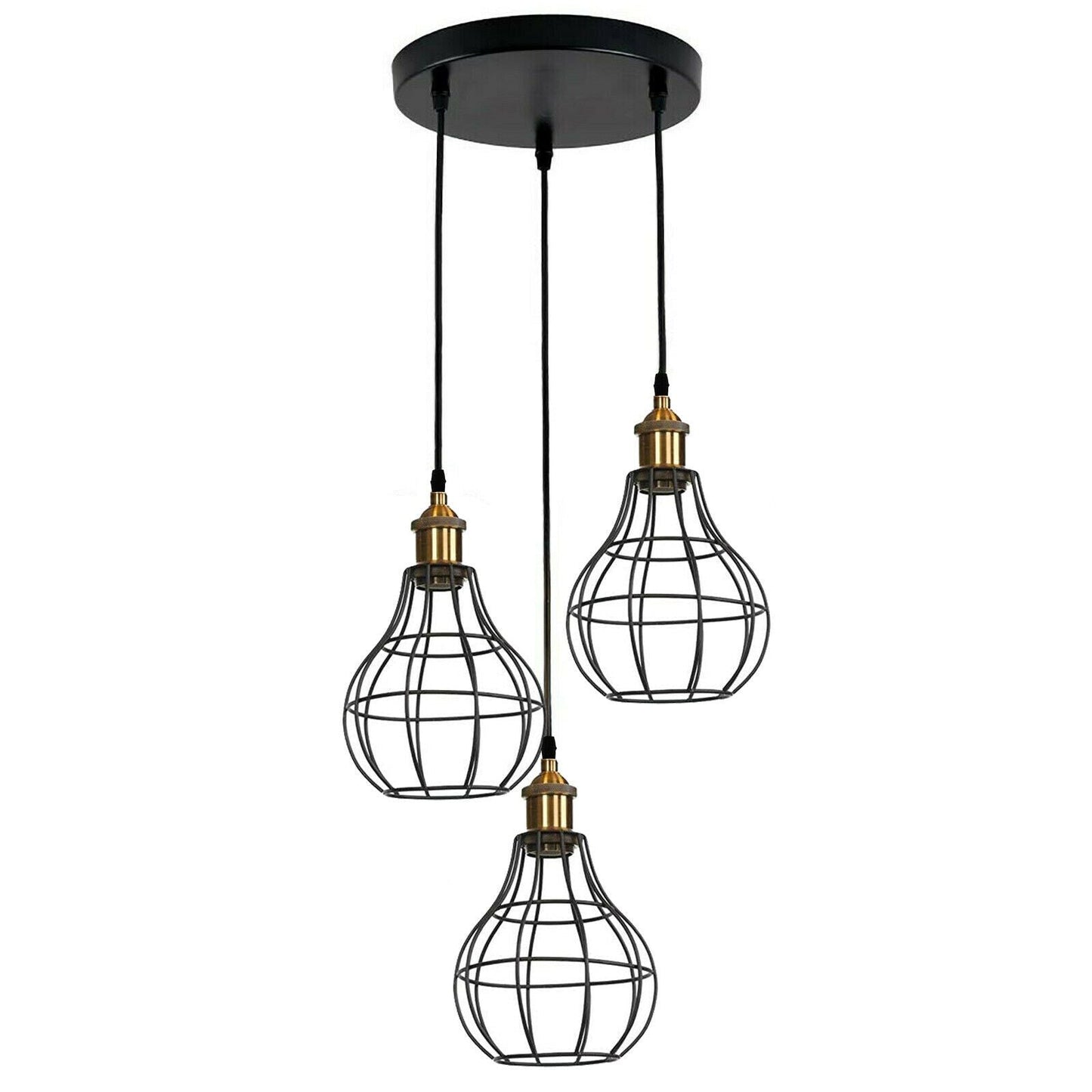 Vintage Modern Industrial Wire Cage Style Retro Ceiling Pendant Light 3 Head Ceiling Lamp~2025-3