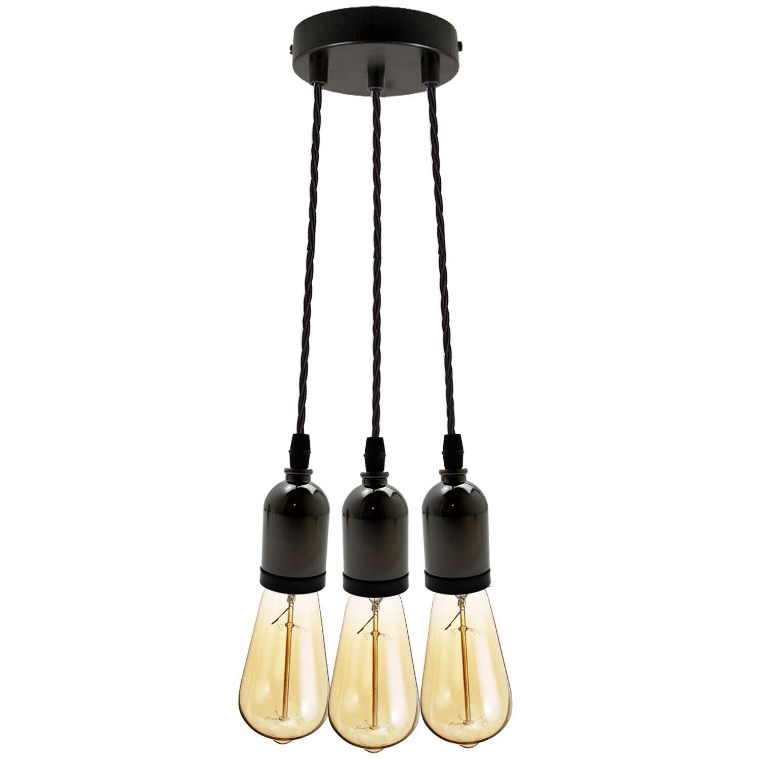 Black Multi Outlet E27 Metal Vintage Hanging Ceiling Pendant Lights~2058-4