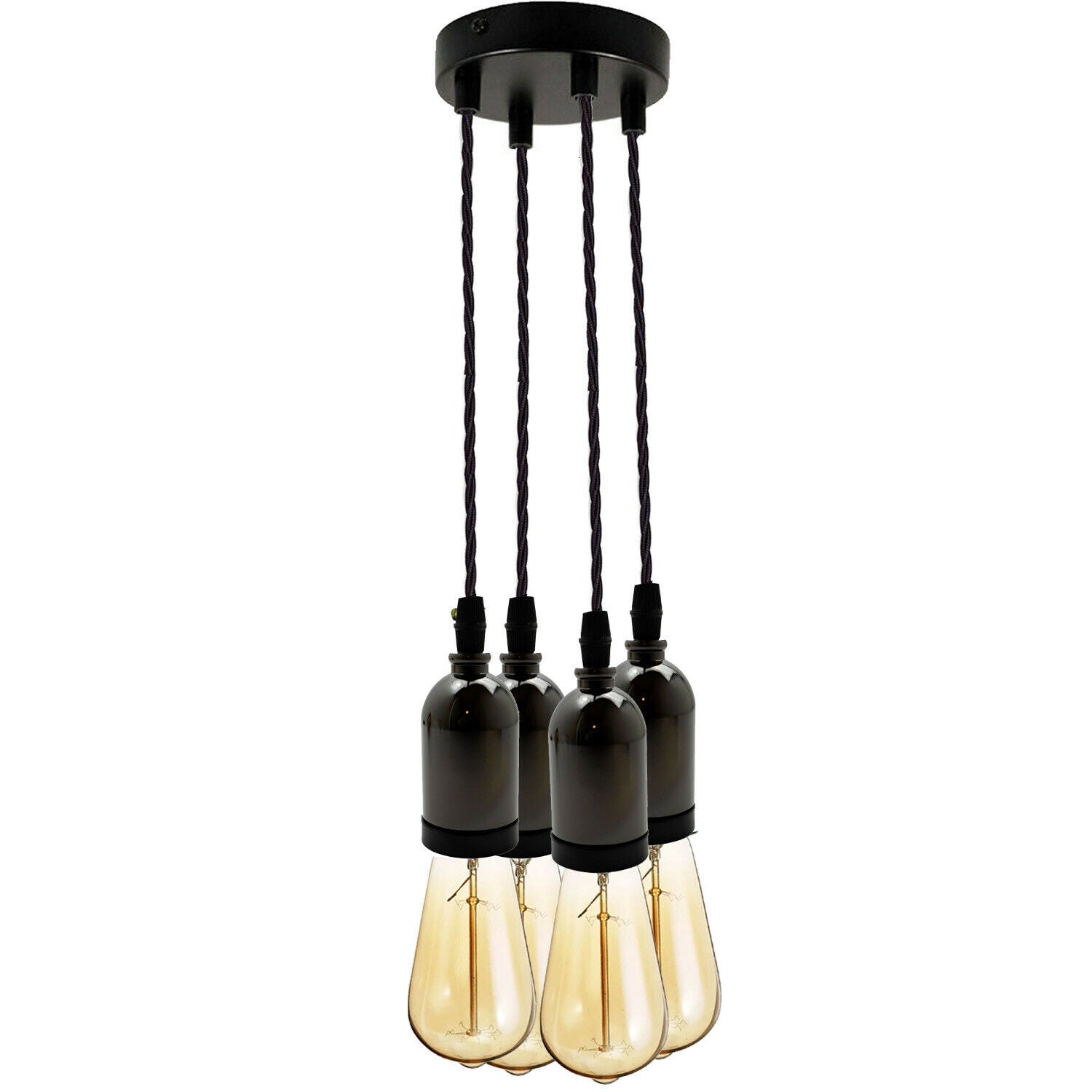 Black Multi Outlet E27 Metal Vintage Hanging Ceiling Pendant Lights~2058-6