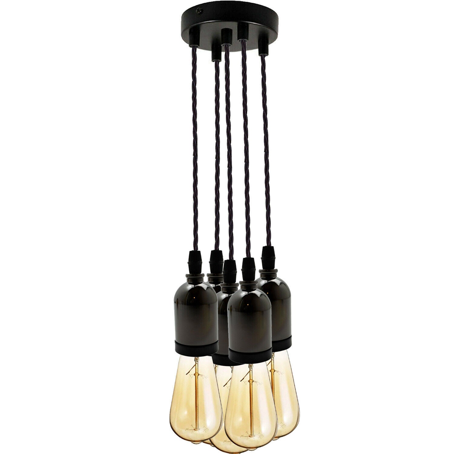 Black Multi Outlet E27 Metal Vintage Hanging Ceiling Pendant Lights~2058-8