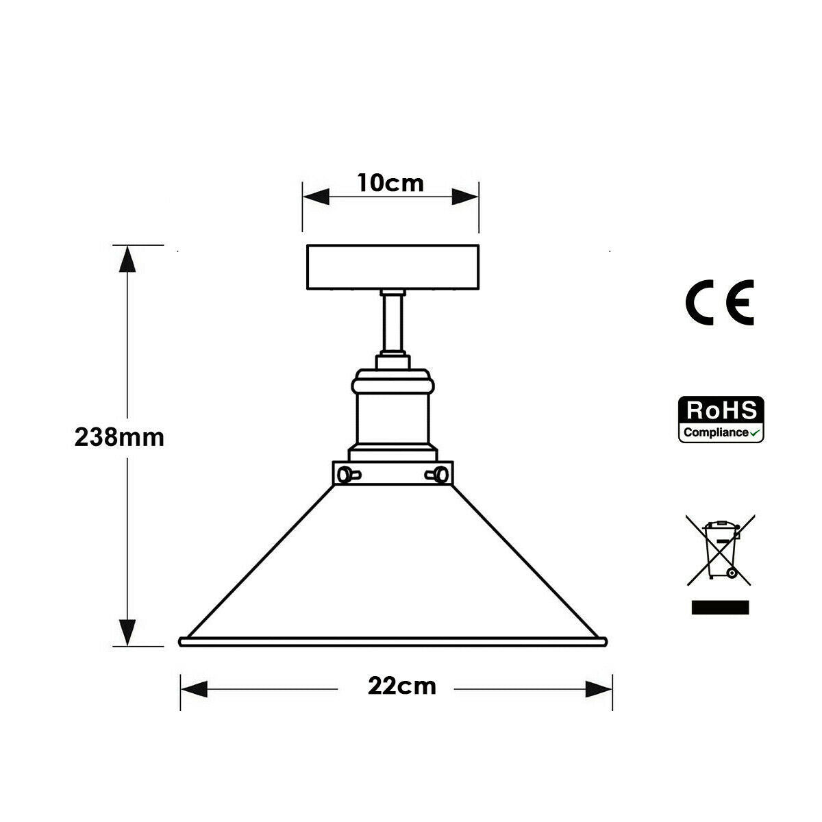 Modern Industrial Vintage Style Ceiling Light Fittings Metal Flush Mount Shade~2144-34