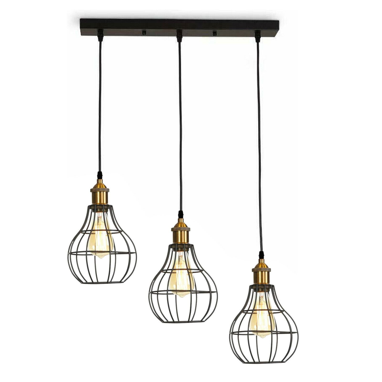 Vintage Modern Industrial Wire Cage Style Retro Ceiling Pendant Light 3 Head Ceiling Lamp~2025-0