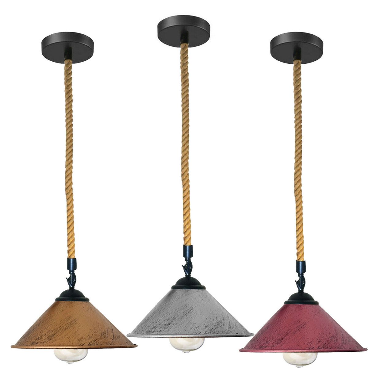 Metal Hemp Pendant Lamp Lighting With Bulb~2019-11